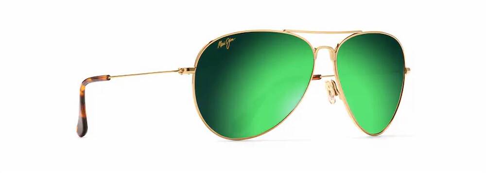 NEW MAUI JIM men's mavericks sunglasses in gold/ maui green maui brilliant